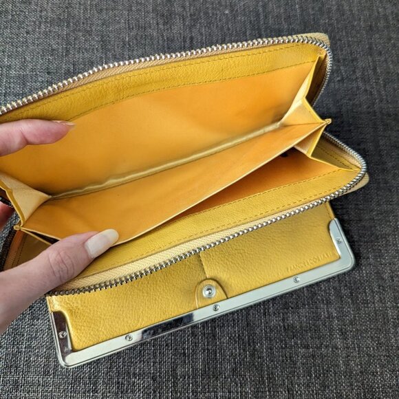 Francesco Biasia Yellow Snakeskin and Leather Wallet with Silver Toned Hardware - Picture 8 of 12